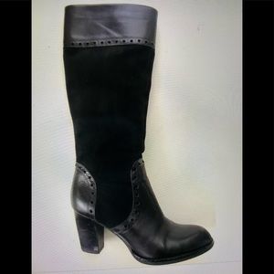 Franco Sarto Black Suede and Leather Tall Boots